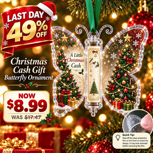 🔥Last Day 49% OFF🦋💵 Christmas Cash Gift Butterfly Ornament – Holiday Money Holder Keepsake 🎄✨